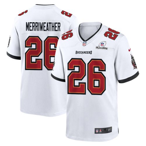 Kaevon Merriweather 26 Tampa Bay Buccaneers 2023 Playoffs Patch Game Men Jersey - White