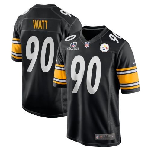 T.J. Watt 90 Pittsburgh Steelers 2023 Playoffs Patch Game Men Jersey - Black