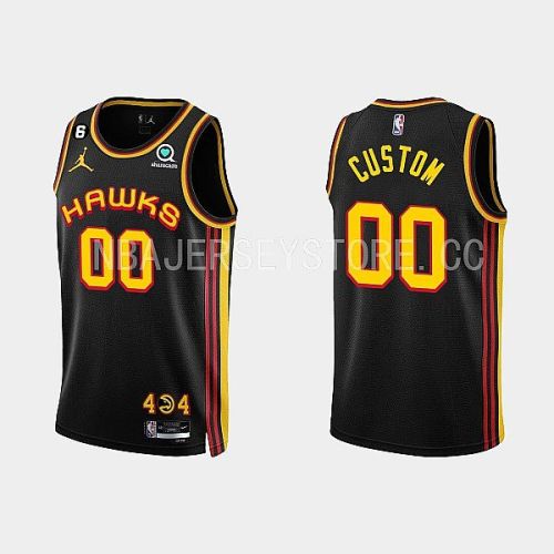 Atlanta Hawks Custom 00 Black 2022-23 Statement Edition Men Jersey