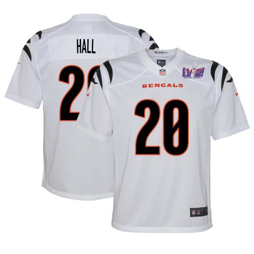 Leon Hall 20 Cincinnati Bengals Super Bowl LVIII YOUTH Away Limited Jersey - White