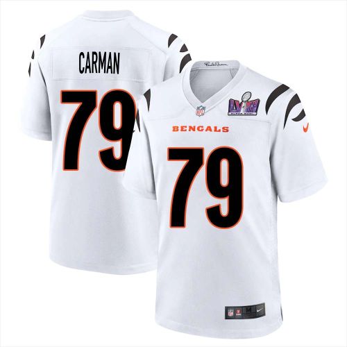 Jackson Carman 79 Cincinnati Bengals Super Bowl LVIII Men Away Limited Jersey - White