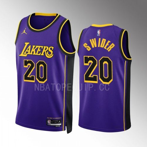 Cole Swider 20 Statement Edition Los Angeles Lakers Purple Men Jersey 2022-23 Swingman