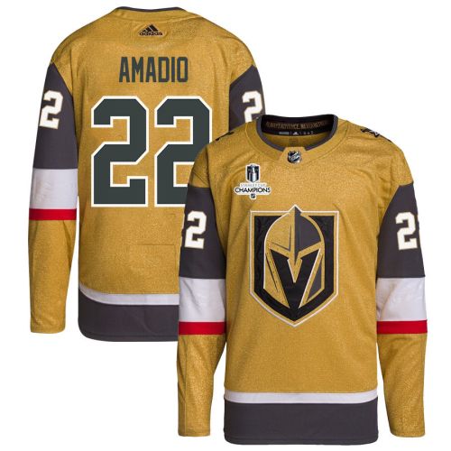 Mike Amadio 22 Vegas Golden Knights Stanley Cup 2023 Champions Patch Home Breakaway Men Jersey - Gold