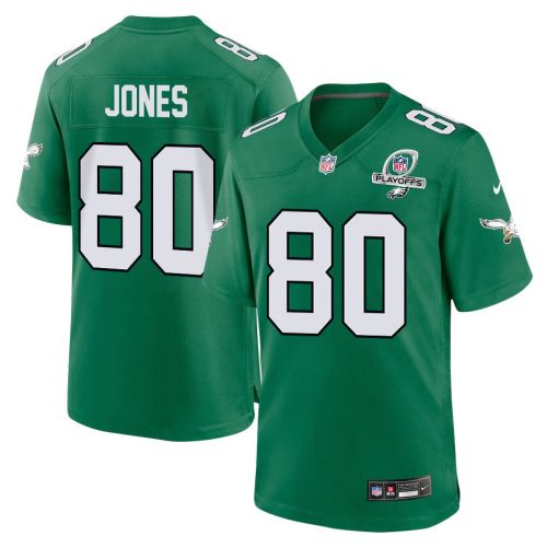 Julio Jones 80 Philadelphia Eagles 2023 Playoffs Patch Alternate Game Men Jersey - Kelly Green