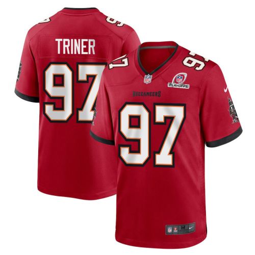 Zach Triner 97 Tampa Bay Buccaneers 2023 Playoffs Patch Game Men Jersey - Red