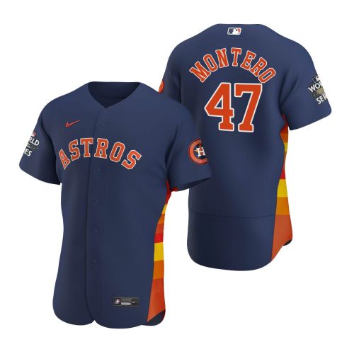 Houston Astros Rafael Montero 47 Navy 2022-23 World Series Jersey