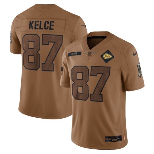 Travis Kelce 87 Kansas City Chiefs 2023 Salute To Service Limited Jersey - Brown