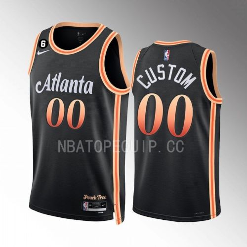 Atlanta Hawks Custom 00 2022-23 City Edition Black Jersey NO.6 Patch