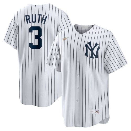 Babe Ruth 3 New York Yankees Home Cooperstown Collection Player Jersey - White