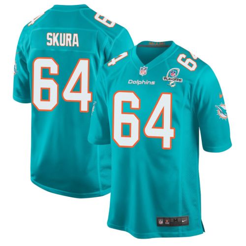 Matt Skura 64 Miami Dolphins 2023 Playoffs Patch Game Men Jersey - Aqua