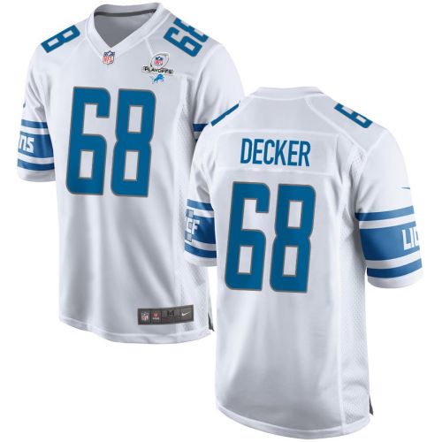 Taylor Decker 68 Detroit Lions 2023 Playoffs Patch Game Men Jersey - White