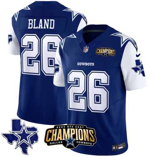 DaRon Bland 26 Dallas Cowboys 2023 NFC East Champions Patch Game Men Jersey - Royal