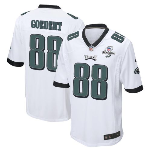 Dallas Goedert 88 Philadelphia Eagles 2023 Playoffs Patch Game Men Jersey - White