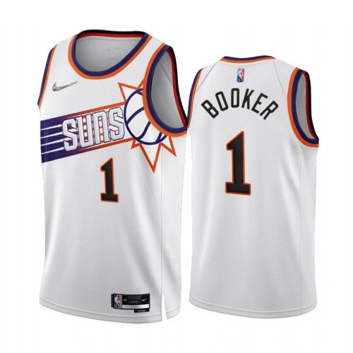 Devin Booker 1 Phoenix Suns 2022-23 White 1 Association Edition Jersey NBA 75th