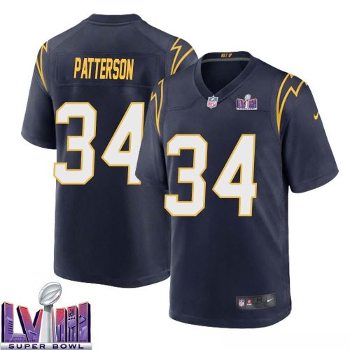 Jaret Patterson 34 Los Angeles Chargers Super Bowl LVIII Men Alternate Game Jersey - Navy