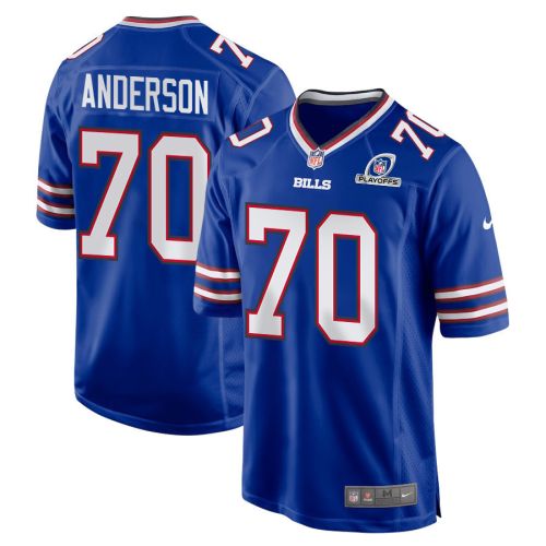 Alec Anderson 70 Buffalo Bills 2023 Playoffs Patch Game Men Jersey - Royal