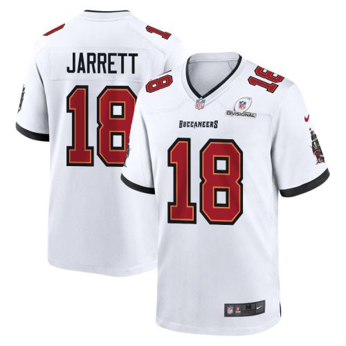 Rakim Jarrett 18 Tampa Bay Buccaneers 2024 Divisional Patch Game Men Jersey - White