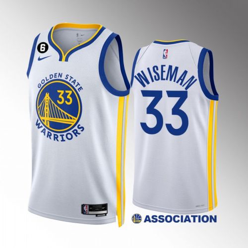 James Wiseman 33 2022-23 Golden State Warriors White Association Edition Jersey NO.6 Patch