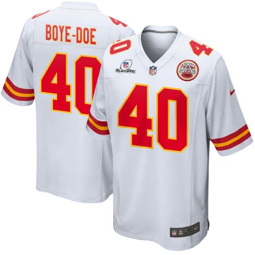 Ekow Boye-Doe 40 Kansas City Chiefs 2023 Playoffs Patch Game Men Jersey - White