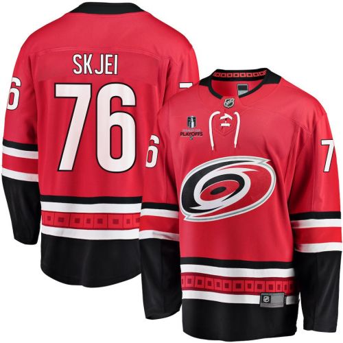 Brady Skjei 76 Carolina Hurricanes Stanley Cup 2023 Playoffs Patch Home Breakaway Men Jersey - Red