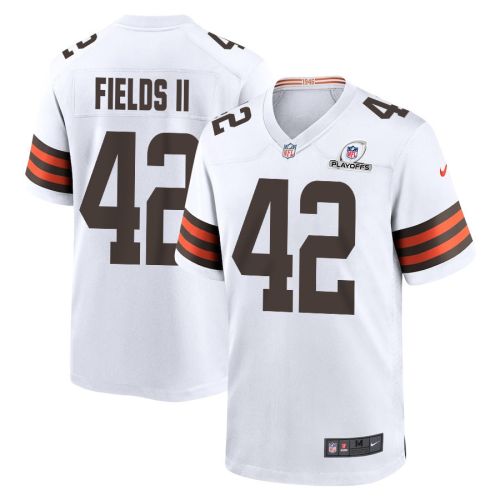 Tony Fields II 42 Cleveland Browns 2023 Playoffs Patch Game Men Jersey - White