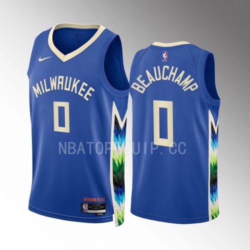 MarJon Beauchamp 0 2022-23 Milwaukee Bucks Blue City Edition Jersey Swingman