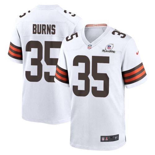 Lorenzo Burns 35 Cleveland Browns 2023 Playoffs Patch Game Men Jersey - White