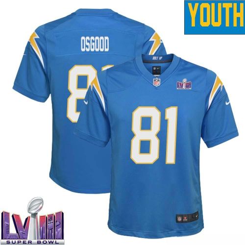 Kassim Osgood 81 Los Angeles Chargers Super Bowl LVIII YOUTH Home Game Jersey - Powder Blue