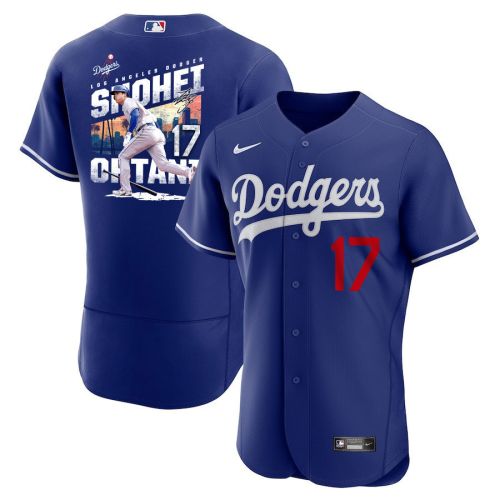 Shohei Ohtani 17 Los Angeles Dodgers Signed Homerun 2023 Alternate ELITE Men Jersey - Royal