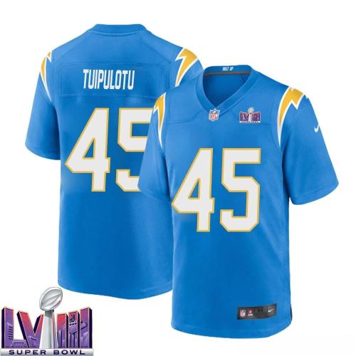 Tuli Tuipulotu 45 Los Angeles Chargers Super Bowl LVIII Men Home Game Jersey - Powder Blue