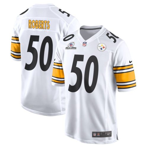 Elandon Roberts 50 Pittsburgh Steelers 2023 Playoffs Patch Game Men Jersey - White