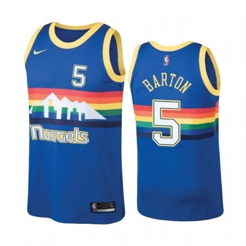 Men's Denver Nuggets 5 Will Barton Hardwood Classics Blue Jersey