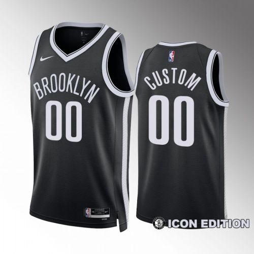 Brooklyn Nets Icon Edition Custom 00 Black Jersey 2022-23 Swingman