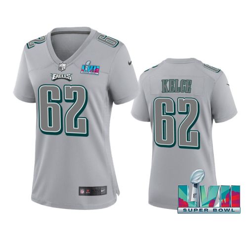 Jason Kelce 62 Philadelphia Eagles Super Bowl LVII Game Jersey - Women Gray