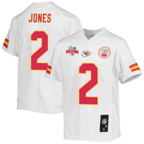 Ronald Jones 2 Kansas City Chiefs Super Bowl LVII Champions 3 Stars Youth Game Jersey - White