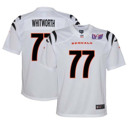 Andrew Whitworth 77 Cincinnati Bengals Super Bowl LVIII YOUTH Away Limited Jersey - White