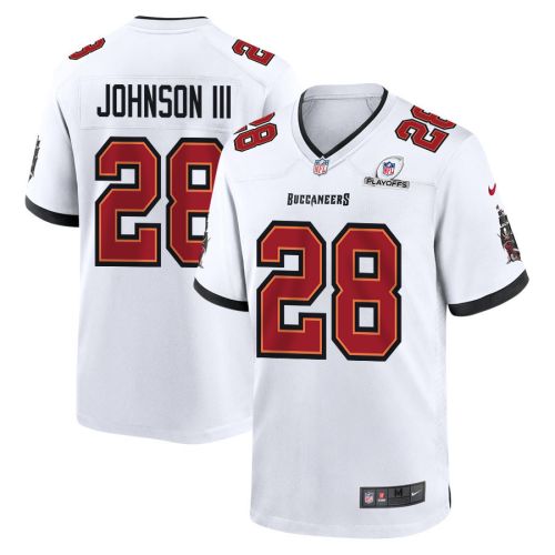 Cephus Johnson III 28 Tampa Bay Buccaneers 2023 Playoffs Patch Game Men Jersey - White