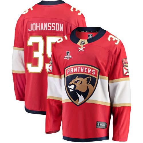 Florida Panthers Jonas Johansson 35 Home 2023 Stanley Cup Playoffs Breakaway Men Jersey - Red