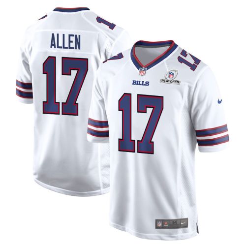 Josh Allen 17 Buffalo Bills 2023 Playoffs Patch Game Men Jersey - White