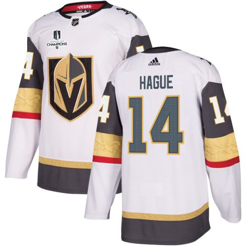 Nicolas Hague 14 Vegas Golden Knights Stanley Cup 2023 Champions Patch Away Breakaway Men Jersey - White