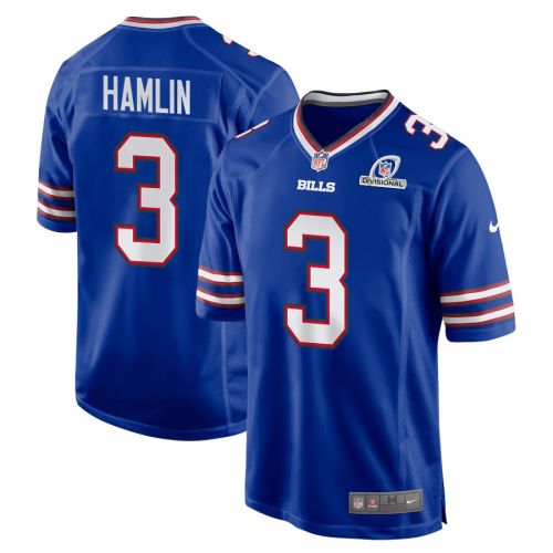 Damar Hamlin 3 Buffalo Bills 2024 Divisional Patch Game Men Jersey - Royal