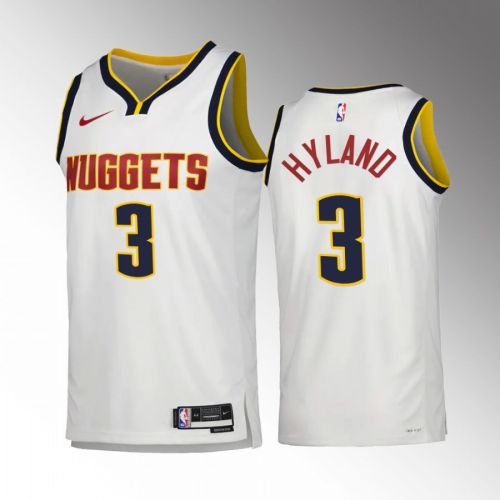 Bones Hyland 3 2022-23 Denver Nuggets White Association Edition Jersey Swingman