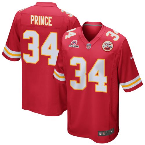 Deneric Prince 34 Kansas City Chiefs 2023 Playoffs Patch Game Men Jersey - Red