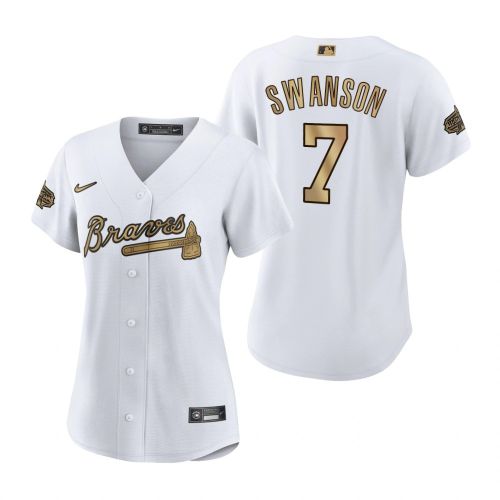 Women Atlanta Braves Dansby Swanson White 2022-23 All-Star Game Jersey