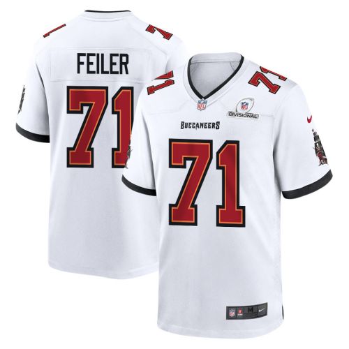 Matt Feiler 71 Tampa Bay Buccaneers 2024 Divisional Patch Game Men Jersey - White