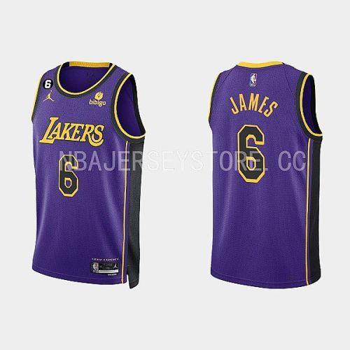 Los Angeles Lakers LeBron James 6 Purple 2022-23 Statement Edition Men Jersey