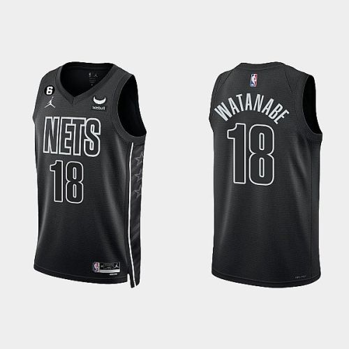 Brooklyn Nets 18 Yuta Watanabe 2022-23 Statement Edition Black Men Jersey