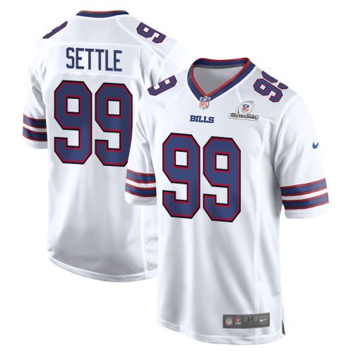 Tim Settle 99 Buffalo Bills 2024 Divisional Patch Game Men Jersey - White