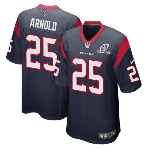 Grayland Arnold 25 Houston Texans 2023 Playoffs Patch Game Men Jersey - Navy