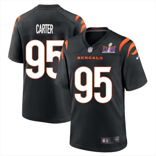 Zach Carter 95 Cincinnati Bengals Super Bowl LVIII Men Home Limited Jersey - Black